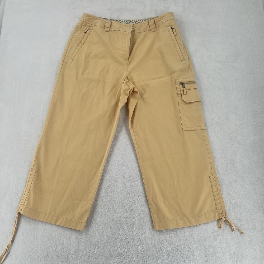 J.Jill Cropped Pants Womens Size 8 Yellow Chino Pockets Cargo 100% Cotton